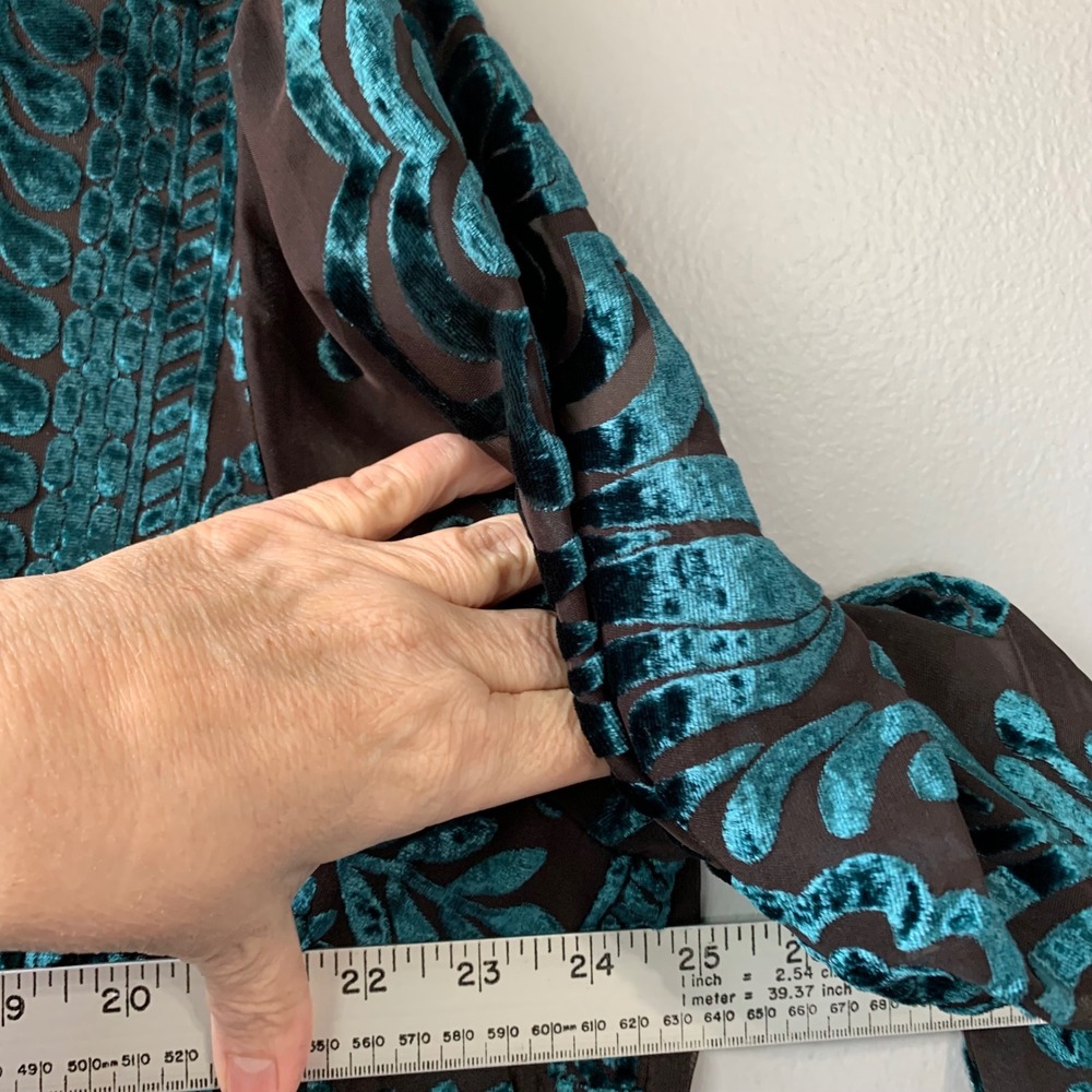 Soft Surroundings romantic green/chocolate velvet burnout maxi dress Size 2X - Picture 8 of 11
